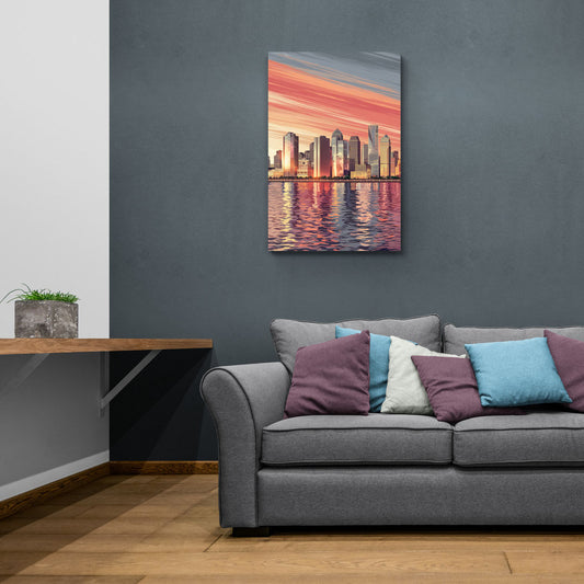 Jersey City Skyline and Hudson River - Canvas Wall Art Living Room