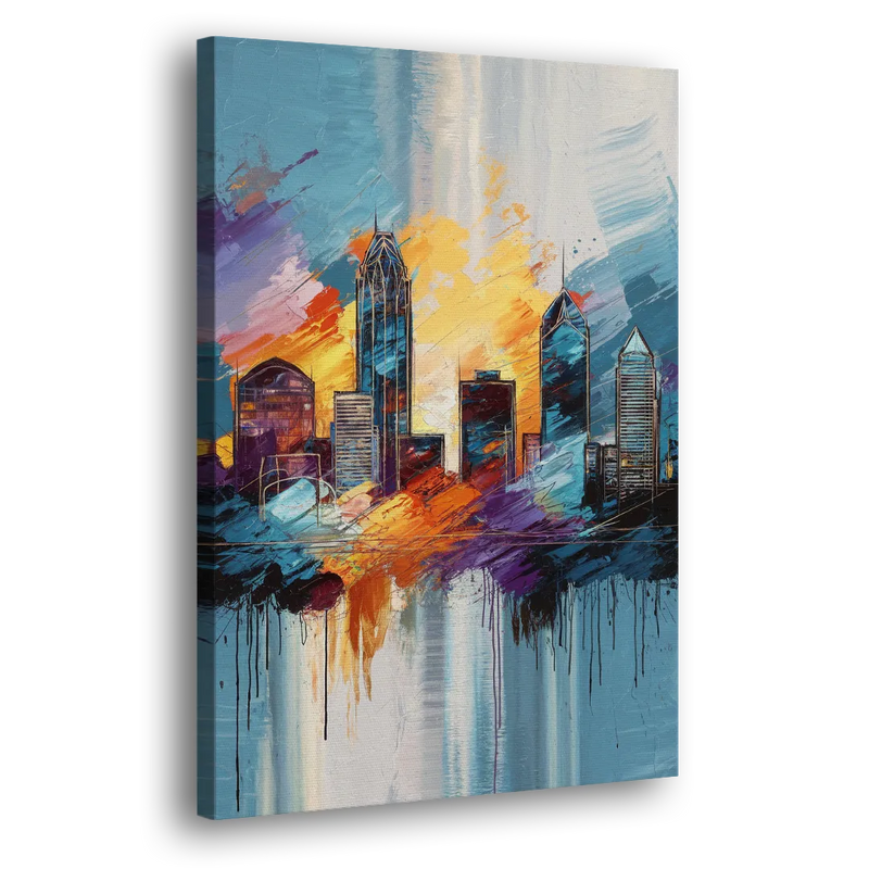 Charlotte Skyline and Panthers Pride - Canvas Print Art Sides