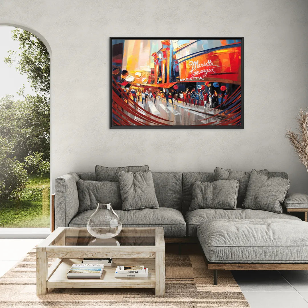 Marietta Braves Fan Tribute - Living Room Black Frame Canvas