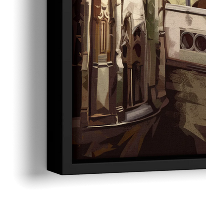 Oxford College Architecture - Close-Up Black Frame Canvas
