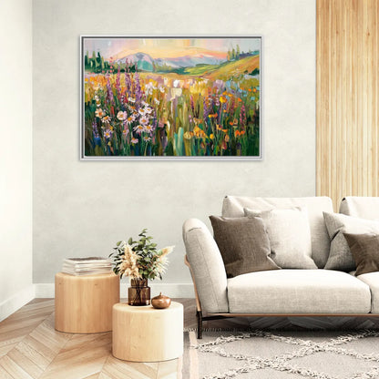 Telluride Summer Wildflowers - Living Room White Frame Canvas