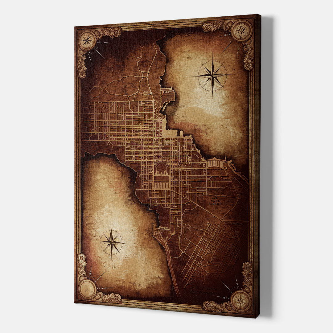 Washington DC Map Vintage - Canvas Wall Art Indoor