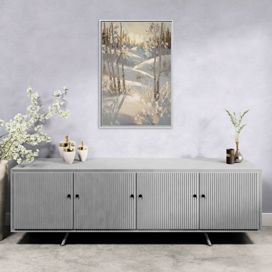 Aspen Winter Wonderland - Living Room White Frame Canvas