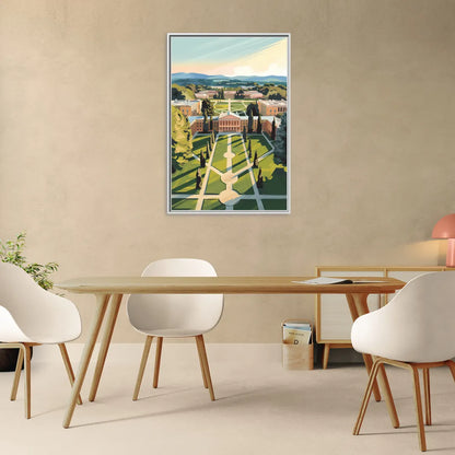 Madison Campus Aerial View - Living Room White Frame Canvas
