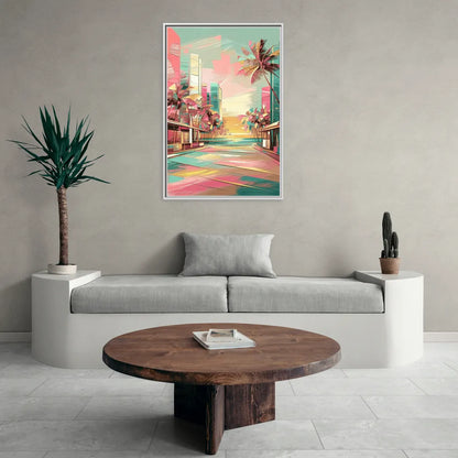 Miami Beach Vibes - Living Room White Frame Canvas