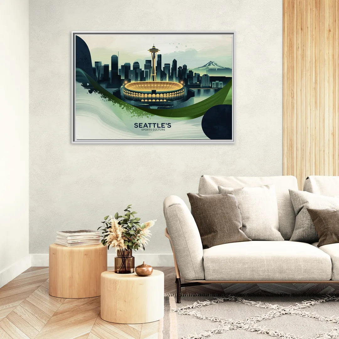 Seattle Sports Fans Unite - Living Room White Frame Canvas