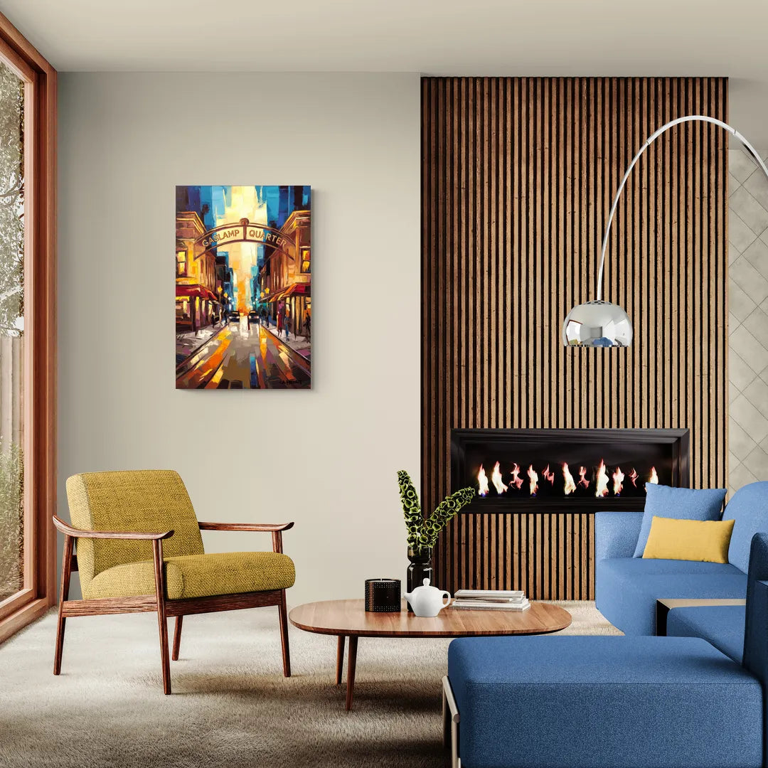 San Diego Historic Gaslamp District - Canvas Wall Art Living Room