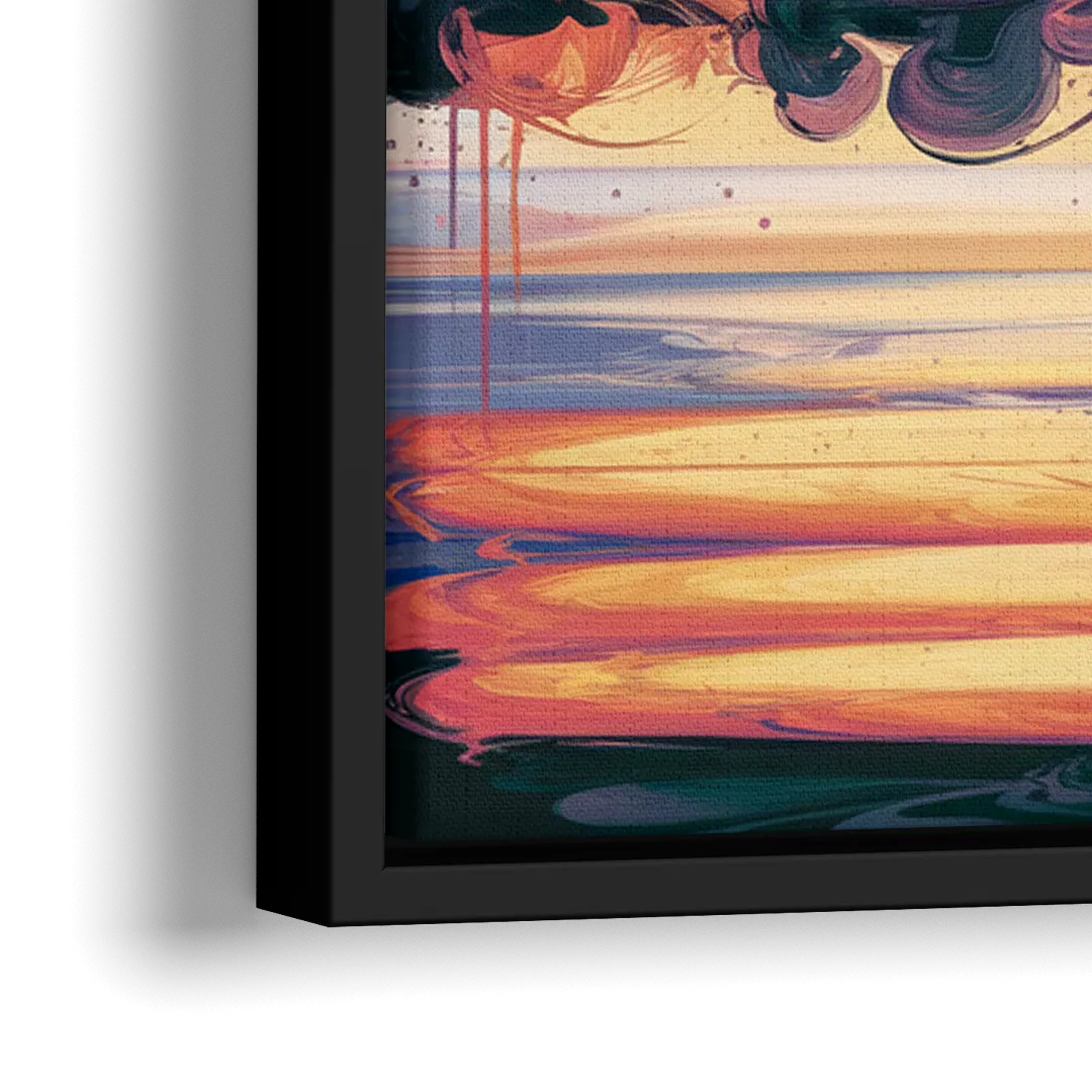Anchorage Skyline Sunset - Close-Up Black Frame Canvas