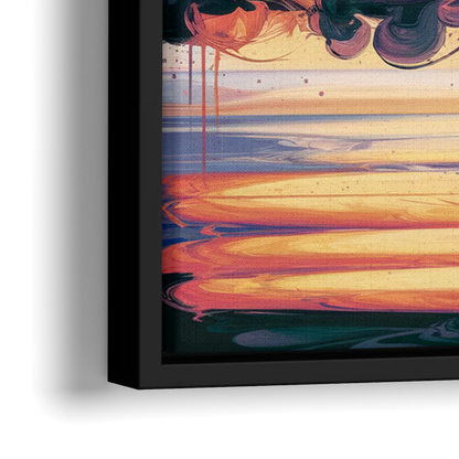 Anchorage Skyline Sunset - Close-Up Black Frame Canvas