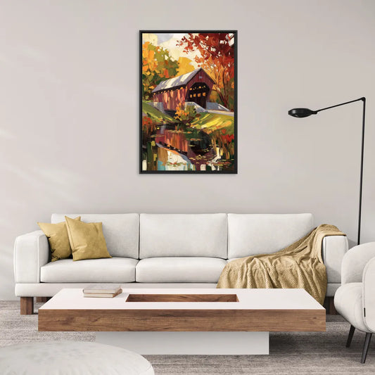 Lancaster Covered Bridges - Living Room Black Frame Canvas