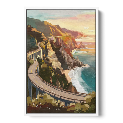 Big Sur Scenic Highway - White Frame Canvas