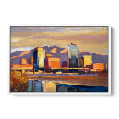 El Paso Skyline View - White Frame Canvas