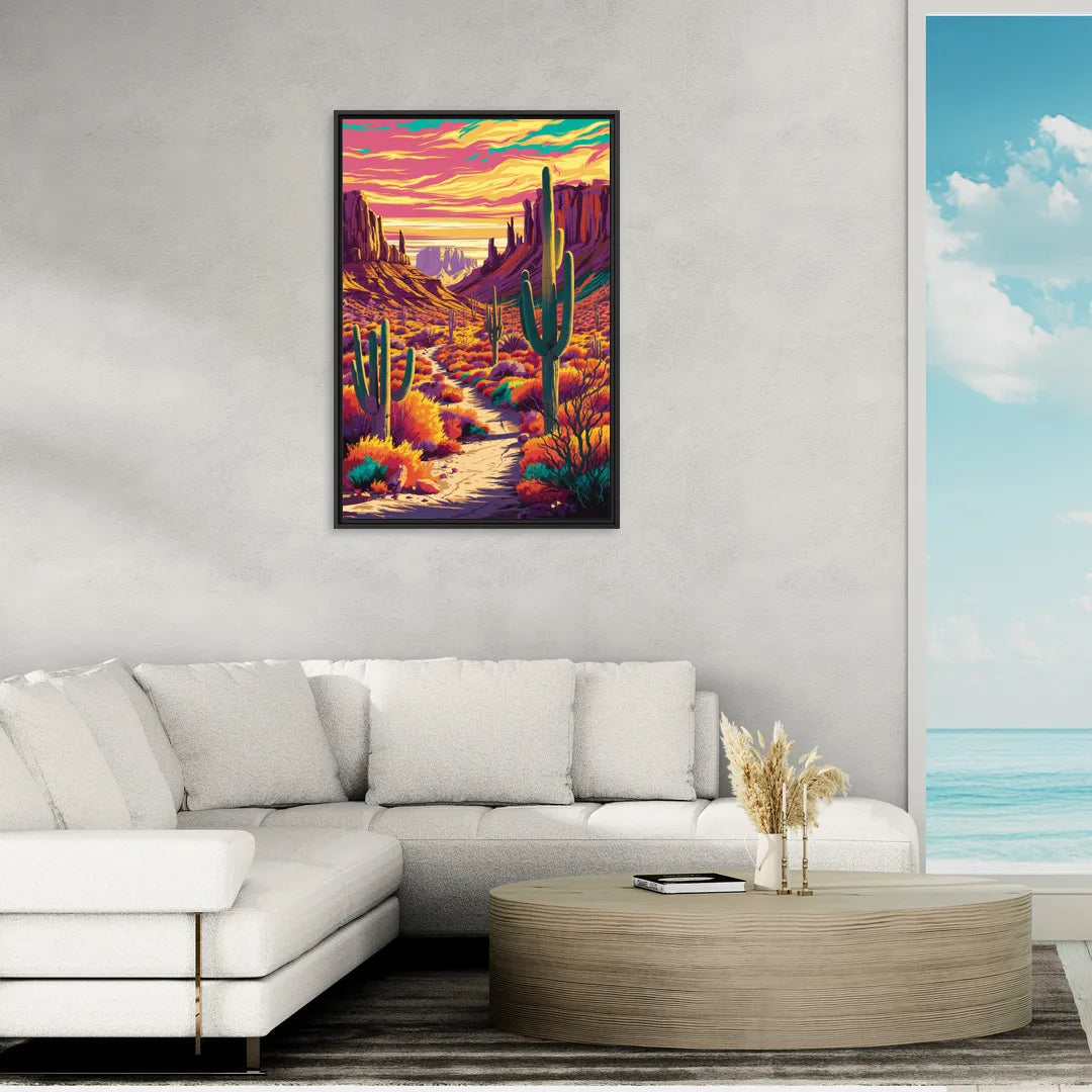 Bisbee Colorful Southwest Vibes - Living Room Black Frame Canvas