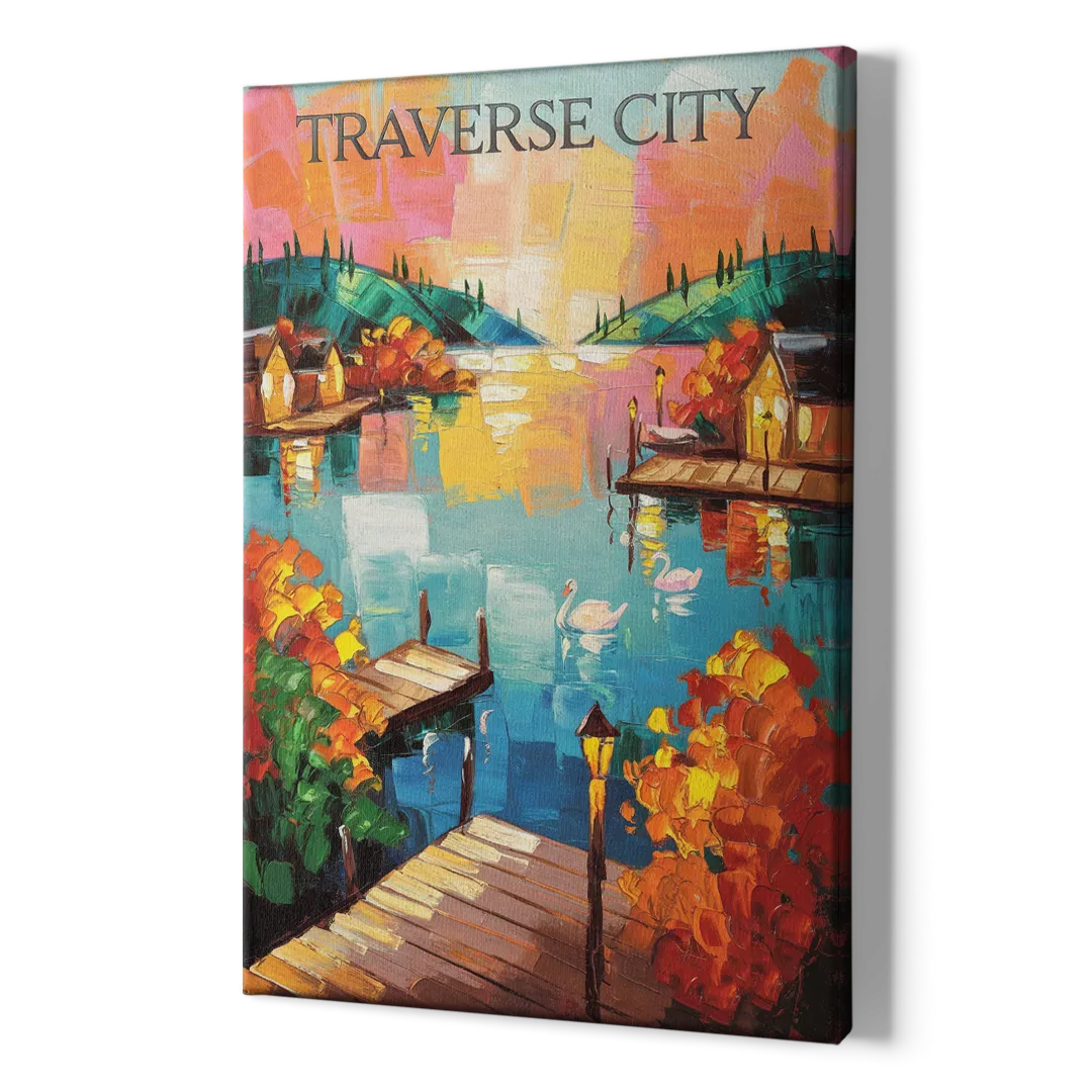 Traverse City Scenic Waterfront - Canvas Print Art Sides