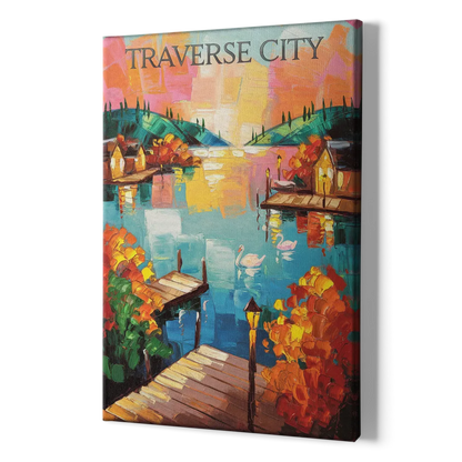 Traverse City Scenic Waterfront - Canvas Print Art Sides