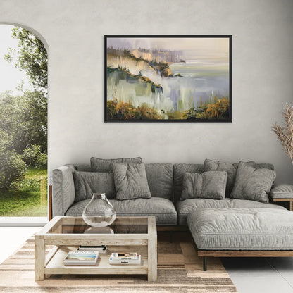 Big Sur Morning Fog - Living Room Black Frame Canvas