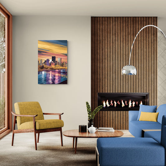 Pittsburgh Skyline Reflection - Canvas Wall Art Living Room
