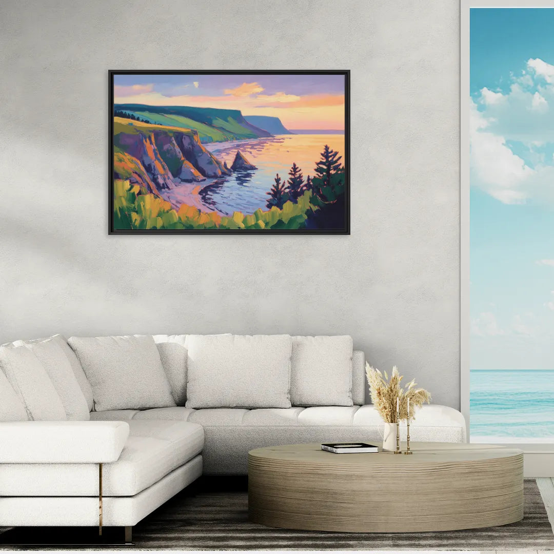 Sunset Over Cape Breton - Living Room Black Frame Canvas