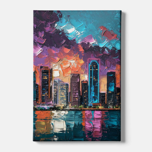 Miami Iconic Skyline - Canvas Wall Art