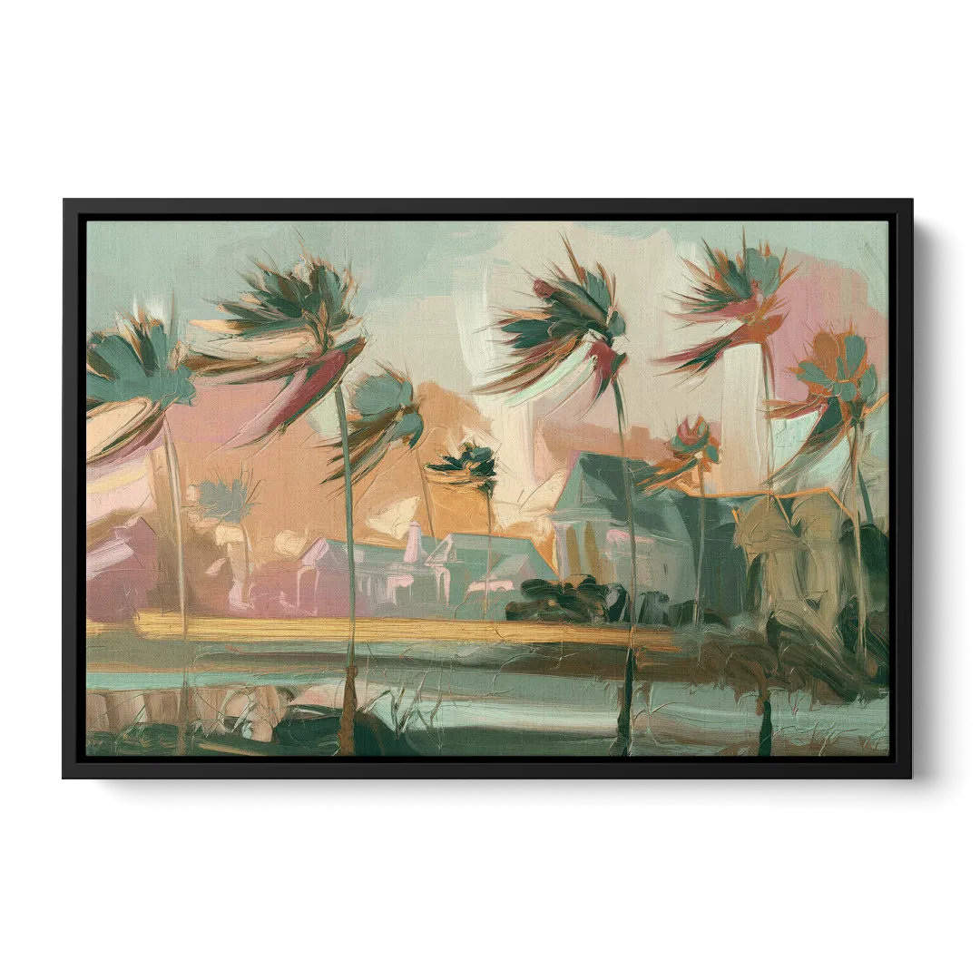 Charleston Palmetto Trees - Black Frame Canvas