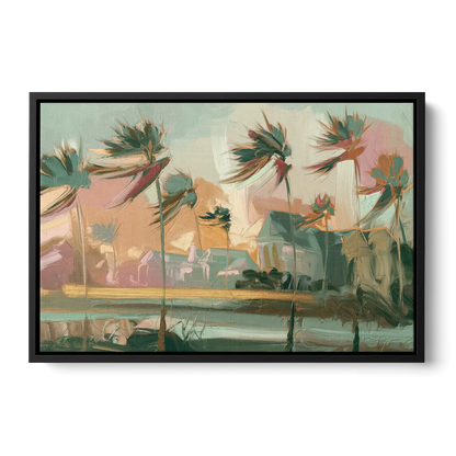 Charleston Palmetto Trees - Black Frame Canvas