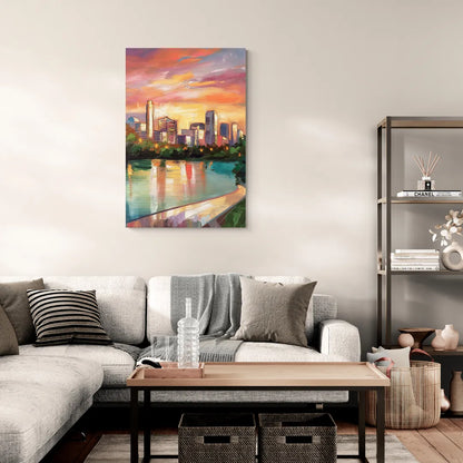 Austin Enchanting Cityscape - Canvas Wall Art Living Room