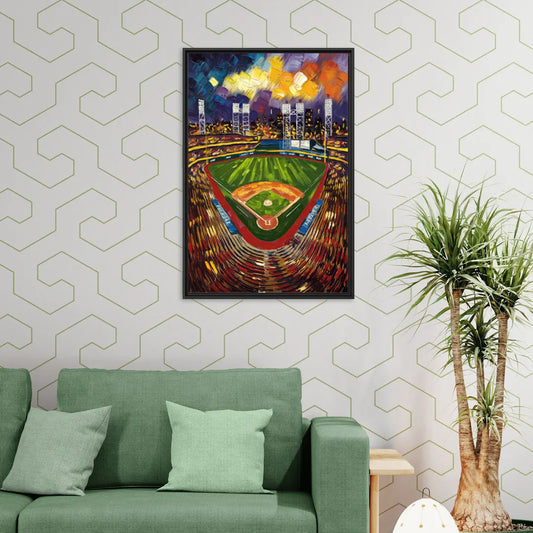 Rochester Red Wings Stadium - Living Room Black Frame Canvas