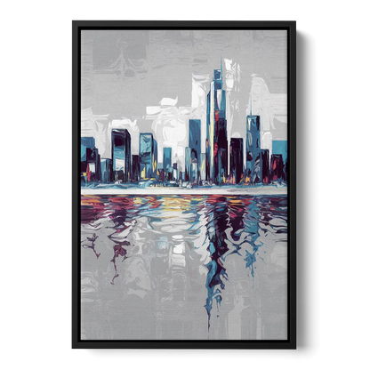 Mobile Abstract Cityscape - Black Frame Canvas