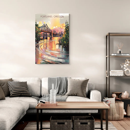 Portland Oregon Riverfront - Canvas Wall Art Living Room