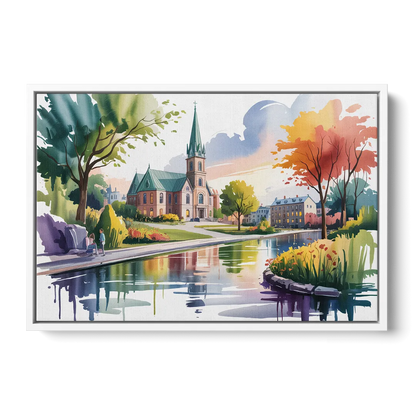 Quebec City Historic Churches - White Frame Canvas