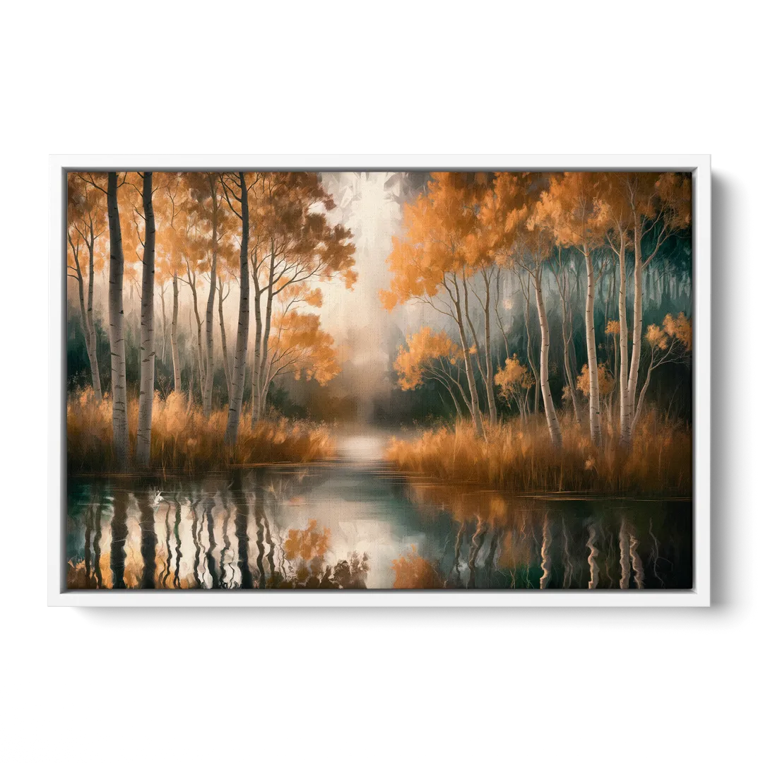 Aspen Forest Reflections - White Frame Canvas