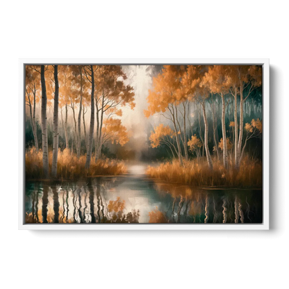 Aspen Forest Reflections - White Frame Canvas