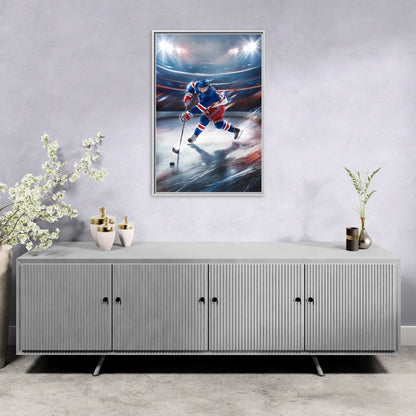 New York City Rangers Hockey - Living Room White Frame Canvas