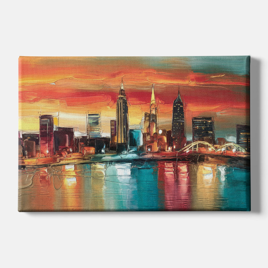 Cleveland Historic Landmarks Watercolor - Canvas Wall Art
