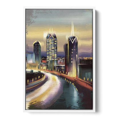 Mobile Downtown Aesthetic - White Frame Canvas