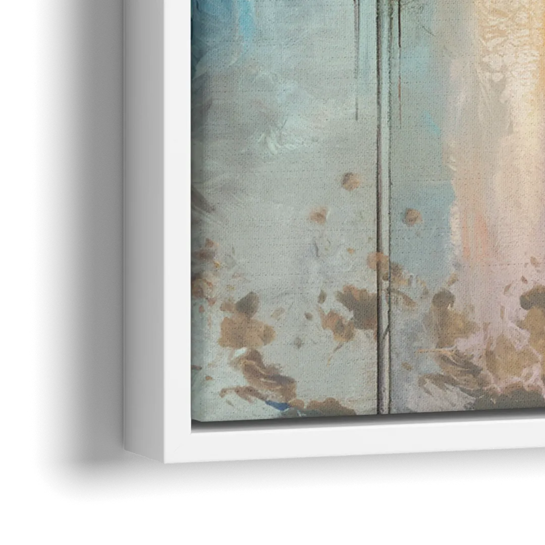 San Antonio Skyline Sunset - Close-Up White Frame Canvas