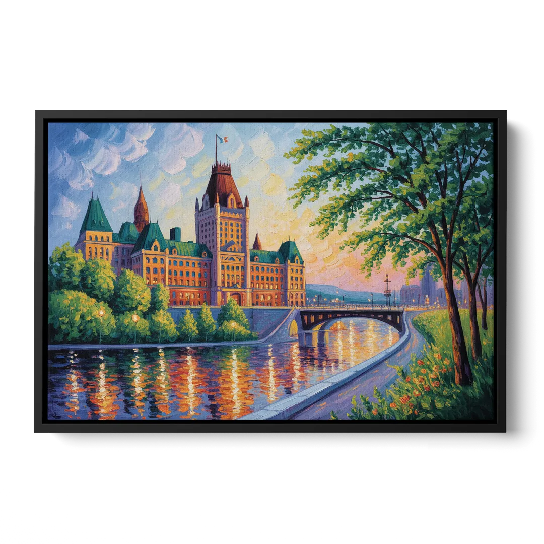 Parliament Building Quebec - Black Frame Canvas