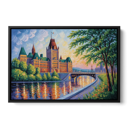 Parliament Building Quebec - Black Frame Canvas