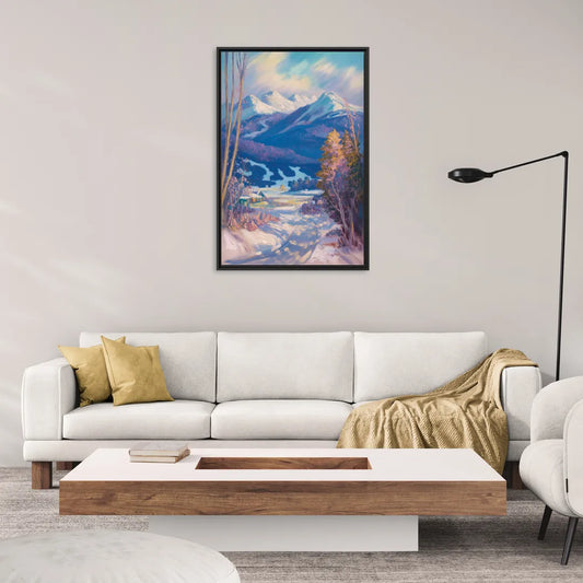 Whistler Snowy Peaks - Living Room Black Frame Canvas