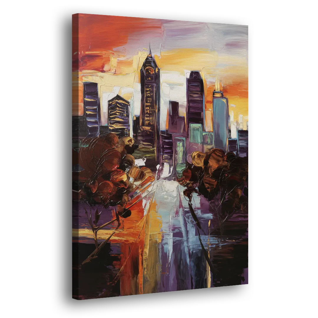 Atlanta Vintage Skyline - Canvas Print Art Sides
