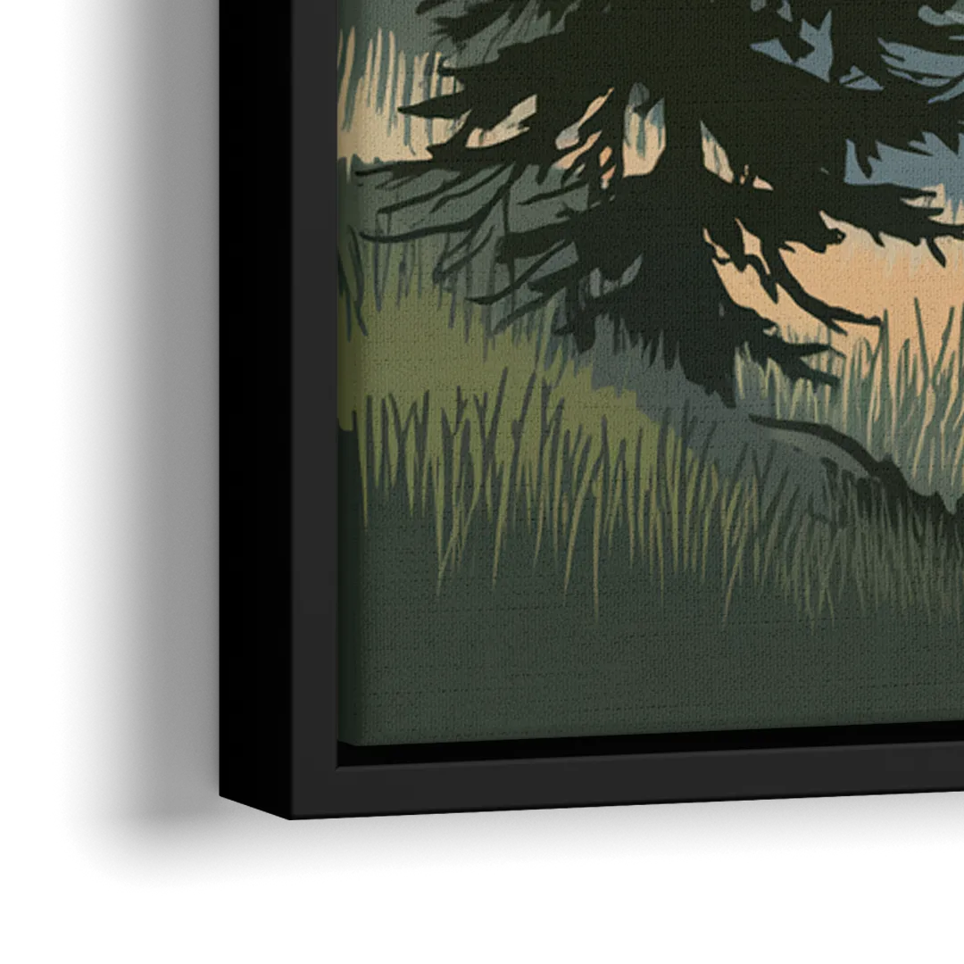 Sitka Evergreen Landscape - Close-Up Black Frame Canvas
