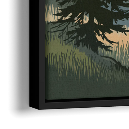 Sitka Evergreen Landscape - Close-Up Black Frame Canvas