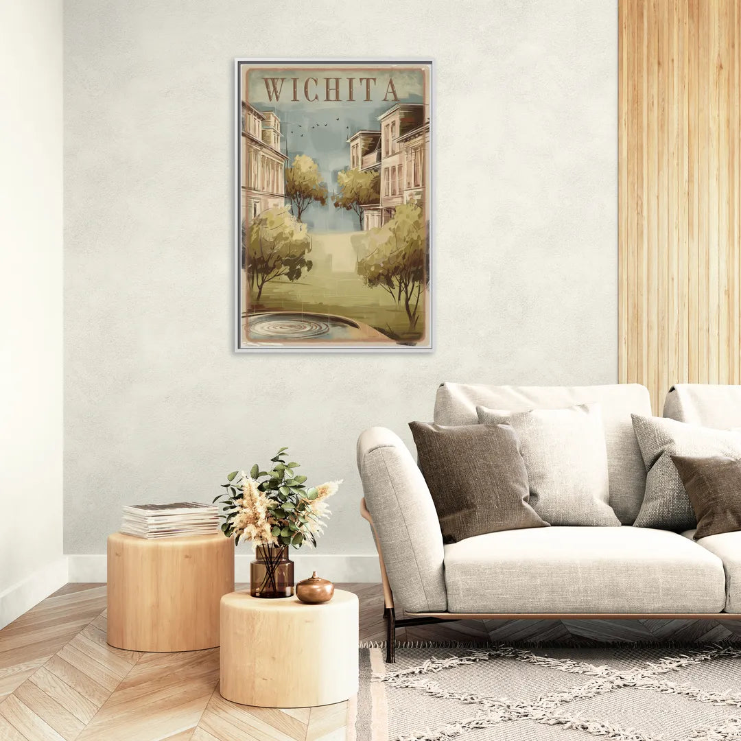 Wichita Vintage Aesthetic - Living Room White Frame Canvas