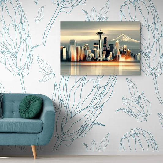 Seattle Urban Landscape - Canvas Wall Art Living Room