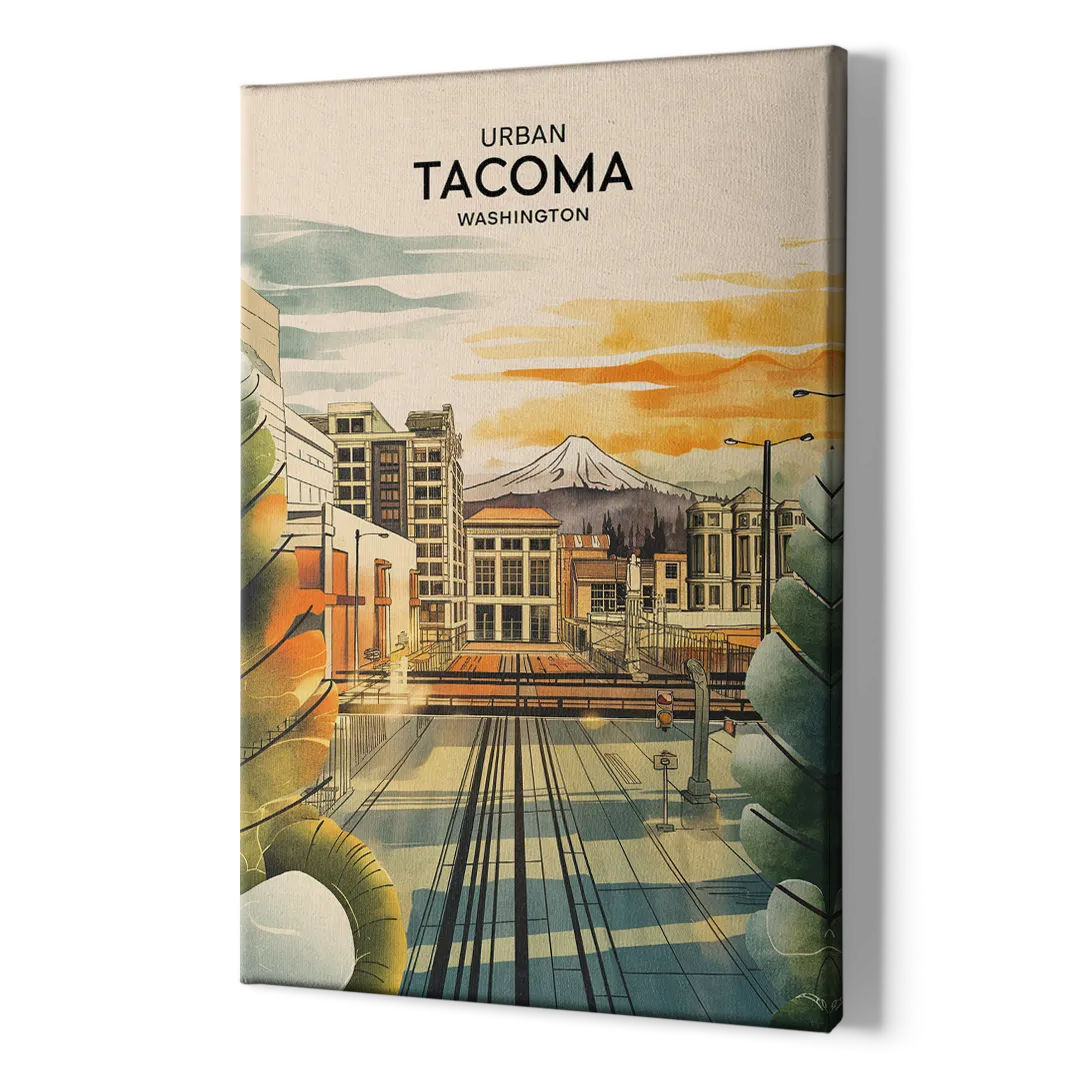Tacoma Urban Streetscape - Canvas Print Art Sides
