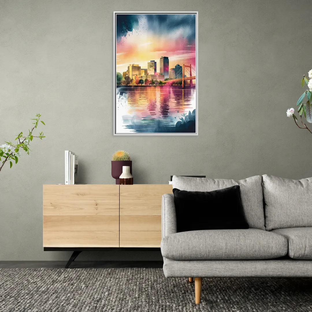 Milwaukee Cityscape Beauty - Living Room White Frame Canvas