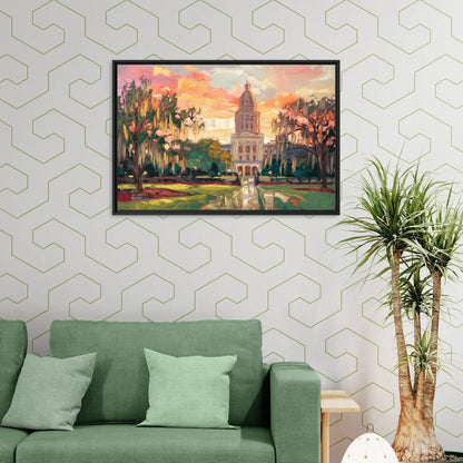 Baton Rouge Louisiana State Capitol - Living Room Black Frame Canvas