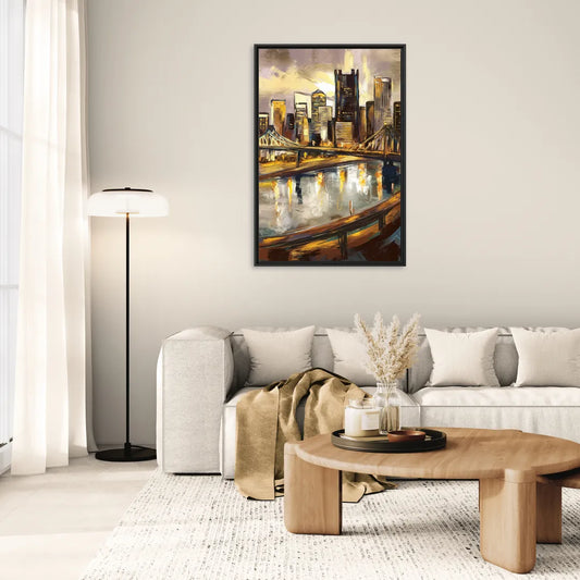 Pittsburgh Steel City Vibes - Living Room Black Frame Canvas
