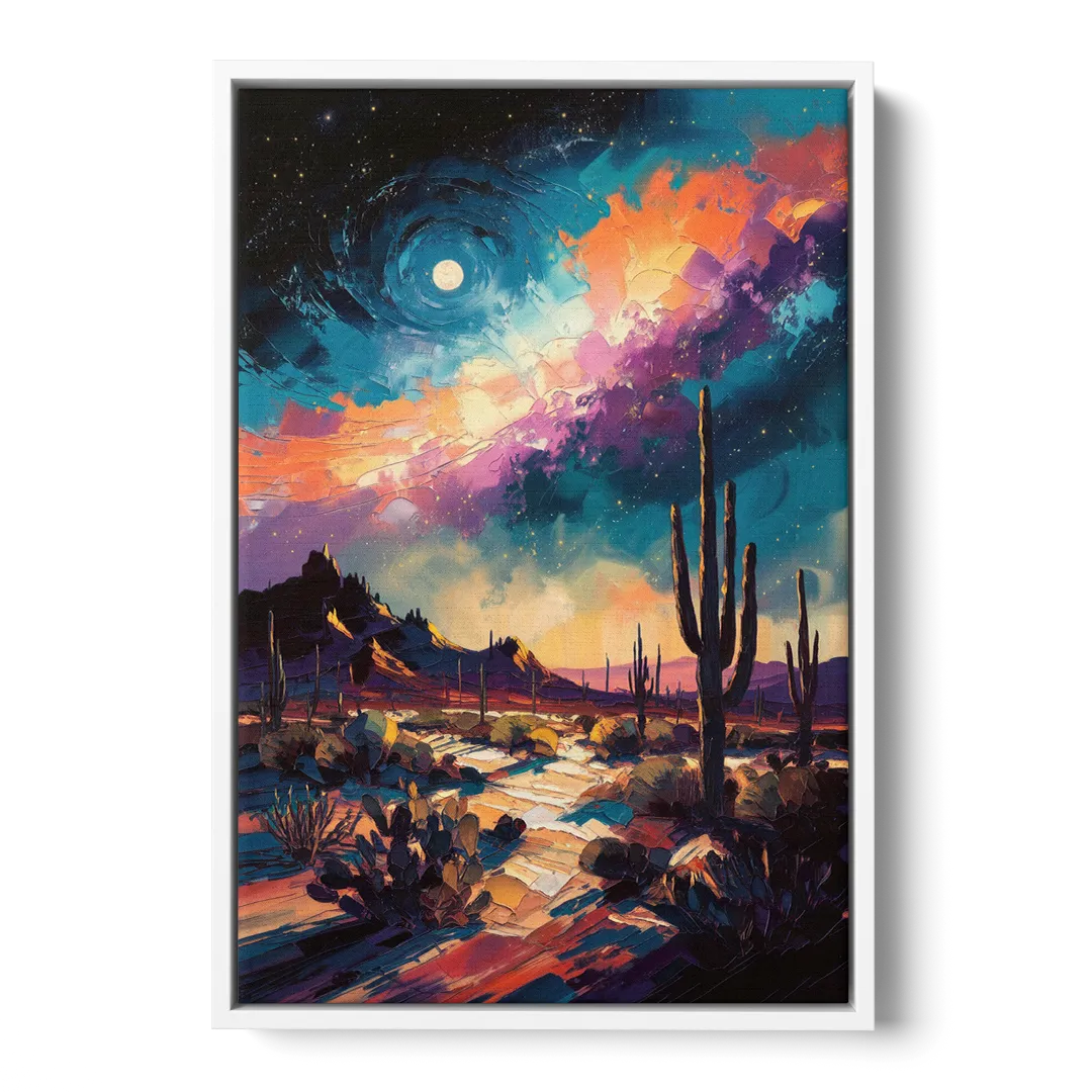 Tucson Night Sky - White Frame Canvas