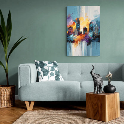 Charlotte Skyline and Panthers Pride - Canvas Wall Art Living Room